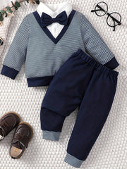 Boy's Striped Top Pants 2pcs Outfit