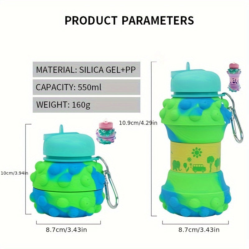 550ml Foldable Water Bottle Leak-proof Portable Collapsible Outdoor Fitness Cup