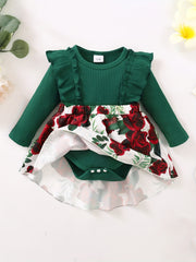 Baby Girls Ruched Long Sleeve Bodysuit Floral Skirt