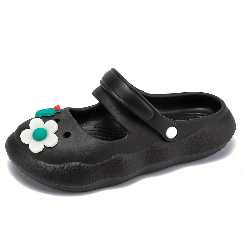 Women's Flower Decor Clogs Slip On Non slip Soft Sole Slides