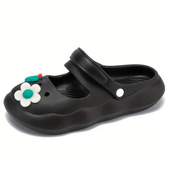 Women's Flower Decor Clogs Slip On Non slip Soft Sole Slides