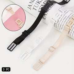 3pcs Solid Elastic Adjustable Bra Straps Women's Lingerie