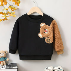 Bear Embroidered Sweatshirts Long Sleeve Pullover Top