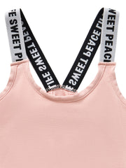 Girls Training Bra Stretchy Alphabets Sports Bralette Sleeveless Crops