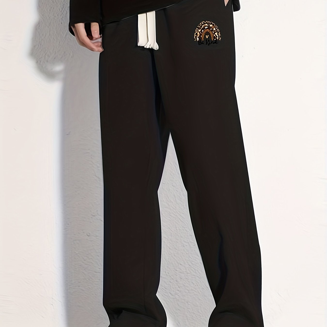 Men's Solid Loose Fit Cotton Sweatpants with Drawstring