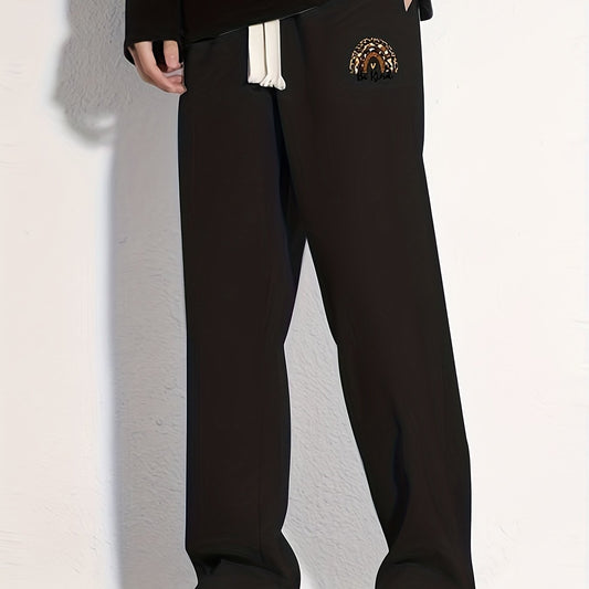 Men's Solid Loose Fit Cotton Sweatpants with Drawstring