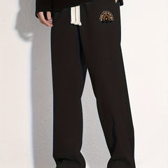 Men's Solid Loose Fit Cotton Sweatpants with Drawstring