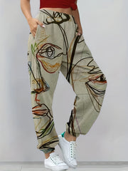 Graffiti Print Jogger Pants Elastic Waist Casual Long Length Women's Clothing