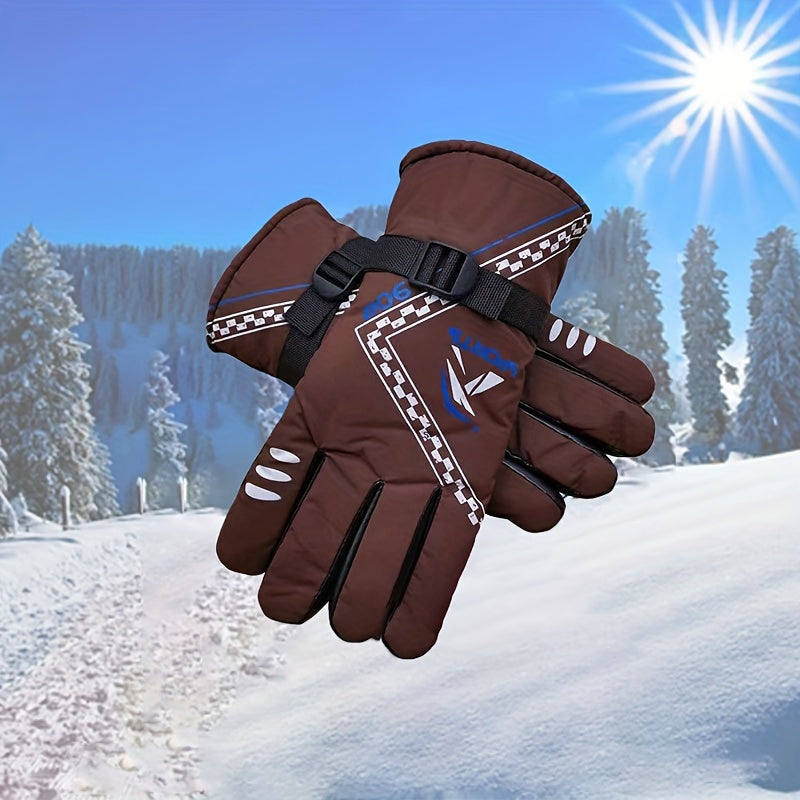 Thickened Ski Gloves Waterproof Cycling Gloves Brown