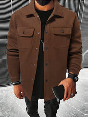 Men's Solid Jacket Spring Autumn Button Up Jacket For Males