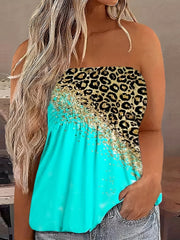 Women's Plus Graffiti Print Strapless Peplum Tube Top