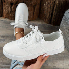 Women's Lace Up Comfortable Flat Shoes Solid Walking Shoes