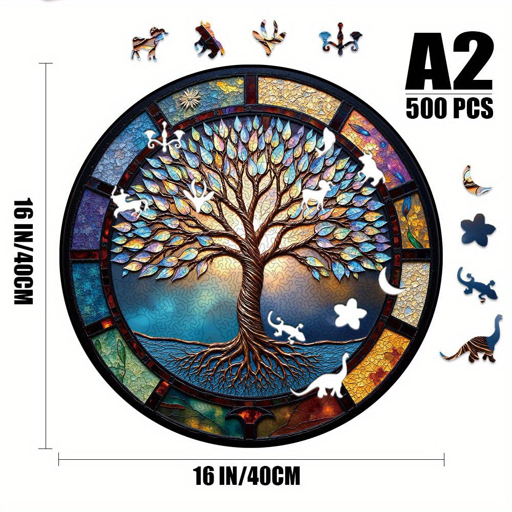 500pc Tree of Life Jigsaw Puzzle - Animal Shaped - Adults