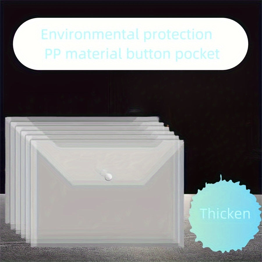 Pp Material Button Bag Transparent Document Bag A4 Storage Bag File Bag 20pcs