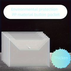 Pp Material Button Bag Transparent Document Bag A4 Storage Bag File Bag 20pcs