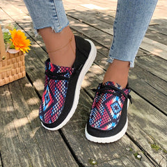 Women's Geometric Canvas Slip-On Flat Shoes Casual Loafers