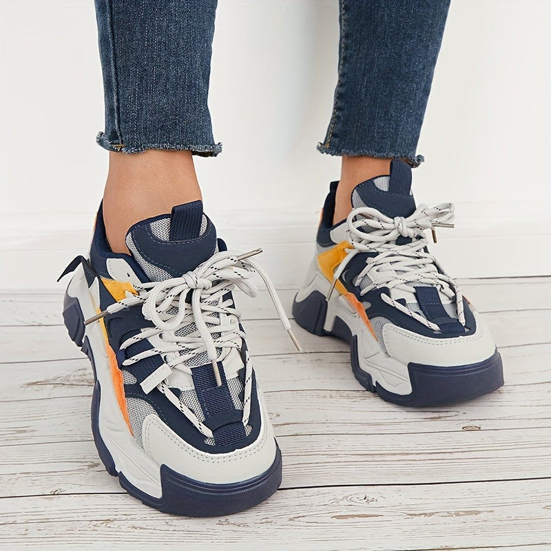 Women's Stylish Block Thick Bottom Sneakers Lightweight Sports Shoes