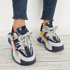 Women's Stylish Block Thick Bottom Sneakers Lightweight Sports Shoes