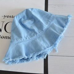 Frayed Brim Casual Bucket Hat Solid Lightweight Couple Basin Hat