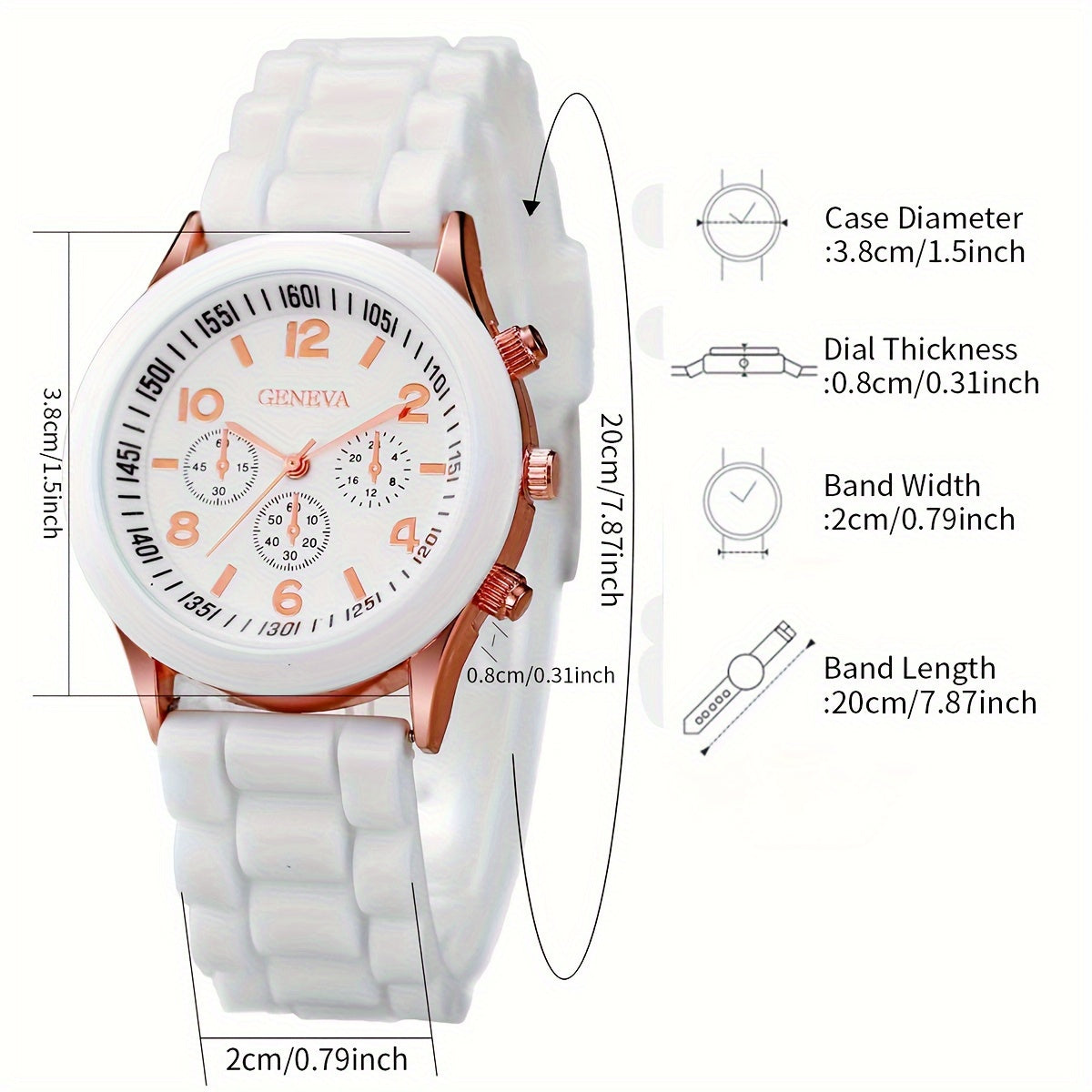 8pcs Silicone Strap Quartz Watch Set Unisex Multiple Colors Non Rechargeable