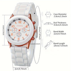8pcs Silicone Strap Quartz Watch Set Unisex Multiple Colors Non Rechargeable