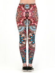 Boho Floral Print High Waist Yoga Leggings