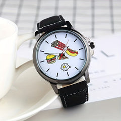 Round Cartoon Dial Digital Quartz Watch Stainless Steel