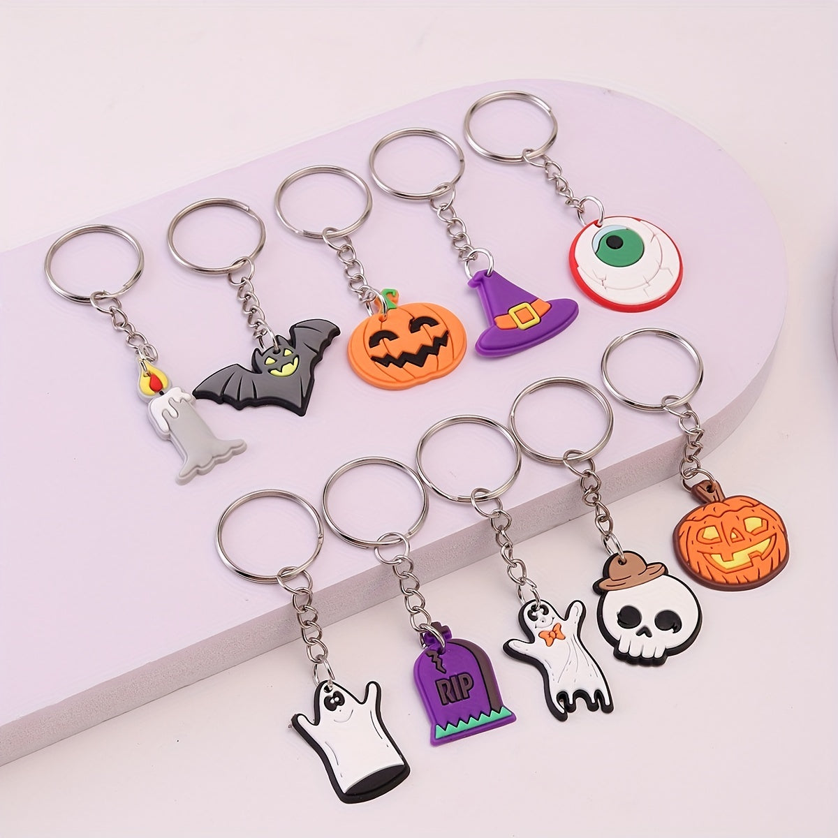 10pcs Halloween Keychain Pendant PVC Soft Rubber Bag Accessory Ornament