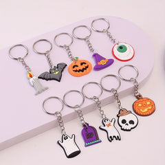 10pcs Halloween Keychain Pendant PVC Soft Rubber Bag Accessory Ornament