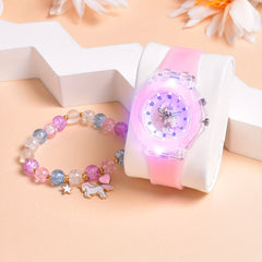 Moon & Unicorn Quartz Watch Set with Beaded Bracelet