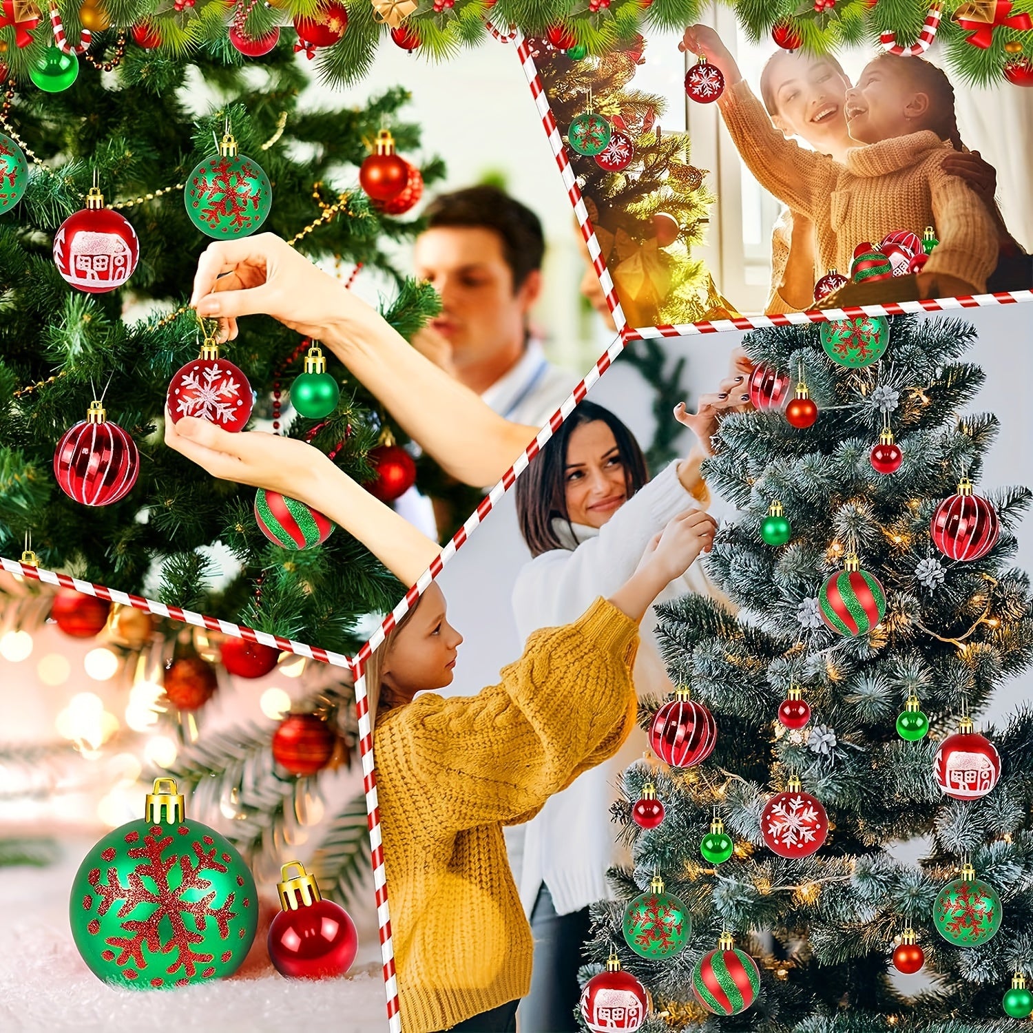 Christmas Ornaments Set 44pcs Shatterproof Hanging Pendants Decoration