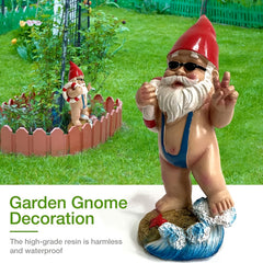 Swimming Gnome Dwarf Garden Ornament Resin Statue Decorative Swimsuit Crafts