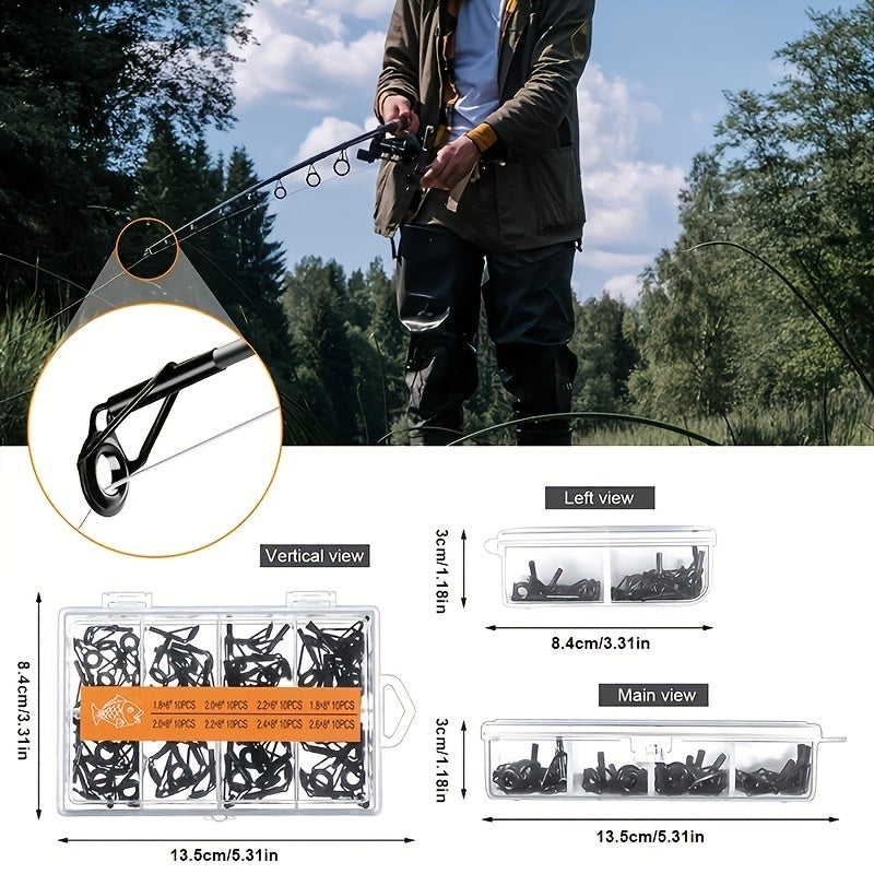 8pcs 80pcs Fishing Guide Set Ceramic Stainless Steel Lure Rod Accessories