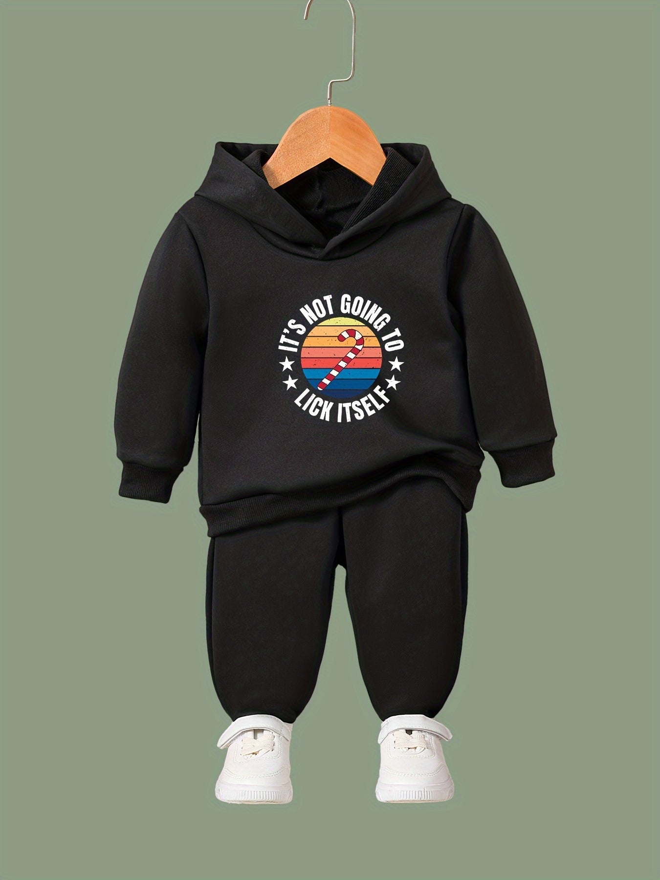 Candy Cane Pattern Long Sleeve Hooded Sweatshirt Girls