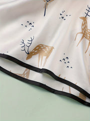 Deer Print Sleep Bottoms & Comfy Elastic Waistband Shorts