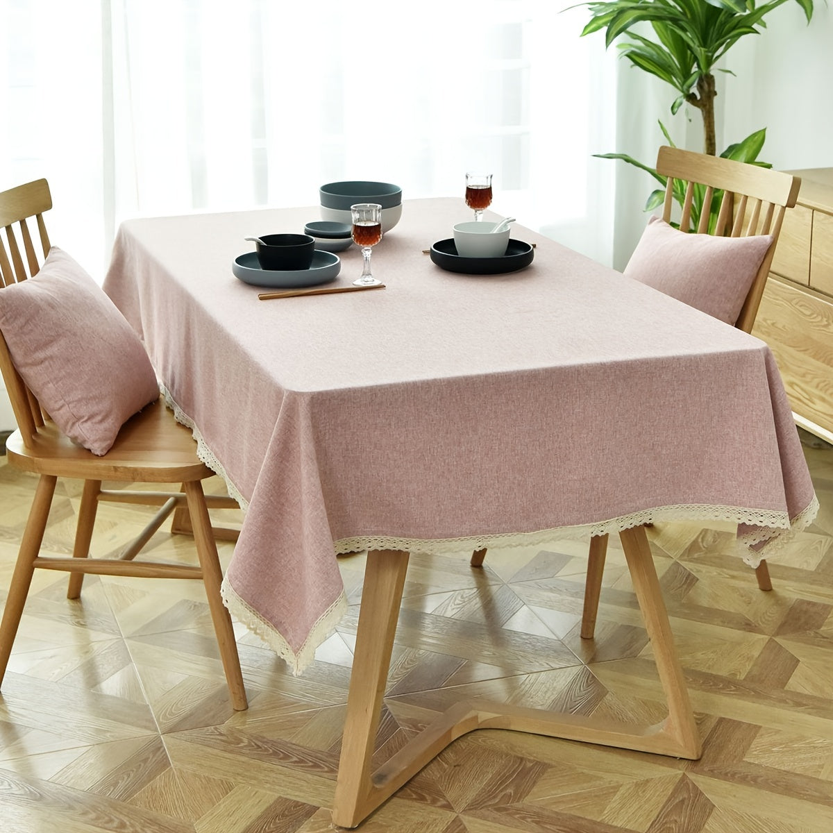 Solid Ingney Lace Tablecloth - Stain Resistant & Waterproof