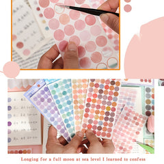 Time Series Label Dot Stickers Round Decorative Stickers 6pcs