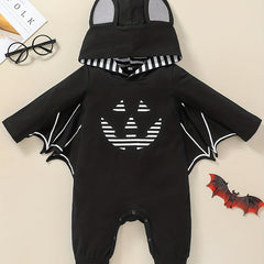 Baby Halloween Bat Print Hooded Romper Jumpsuit