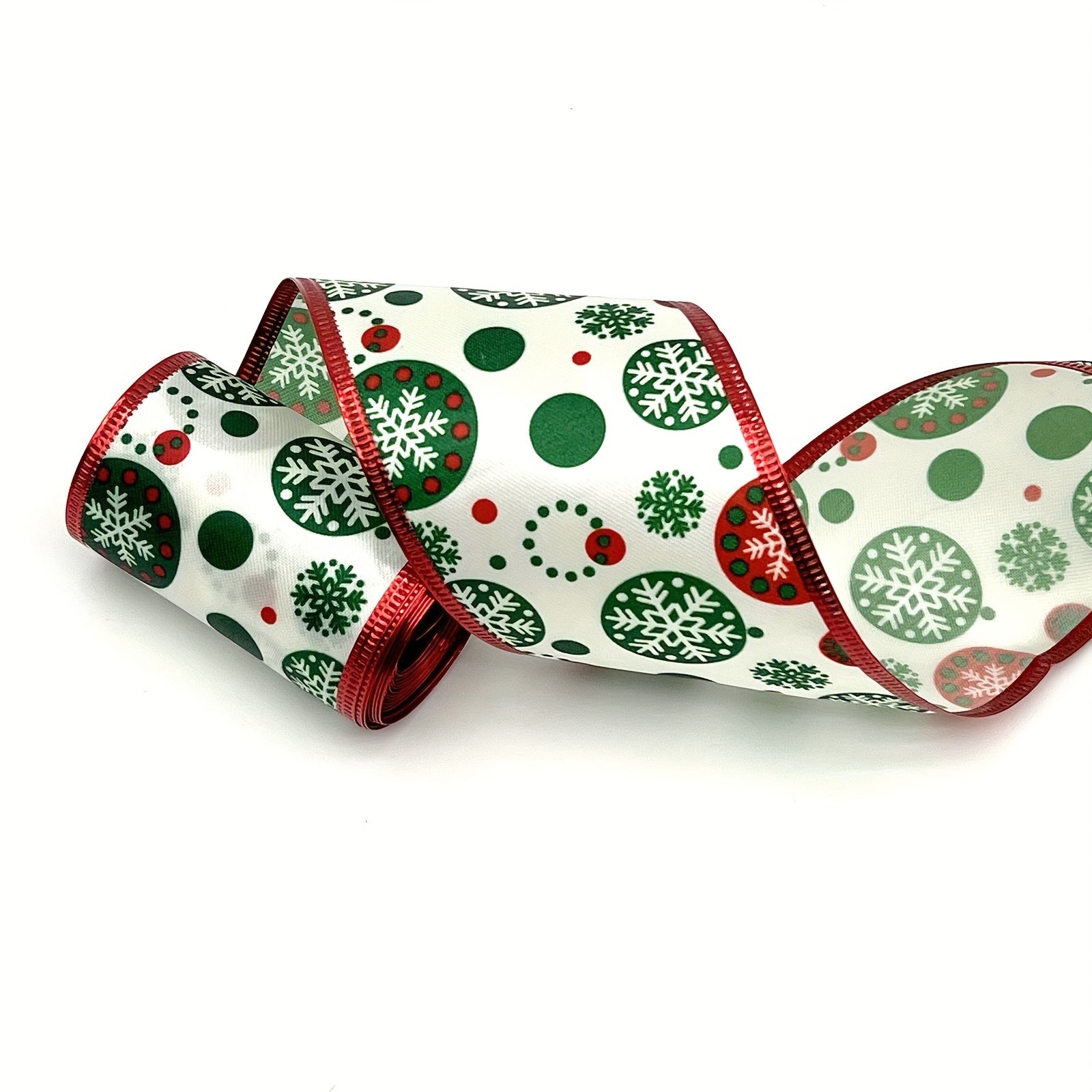4.57m Christmas Candy Wired Edge Ribbon Red Candy Cane Fabric Craft Ribbon