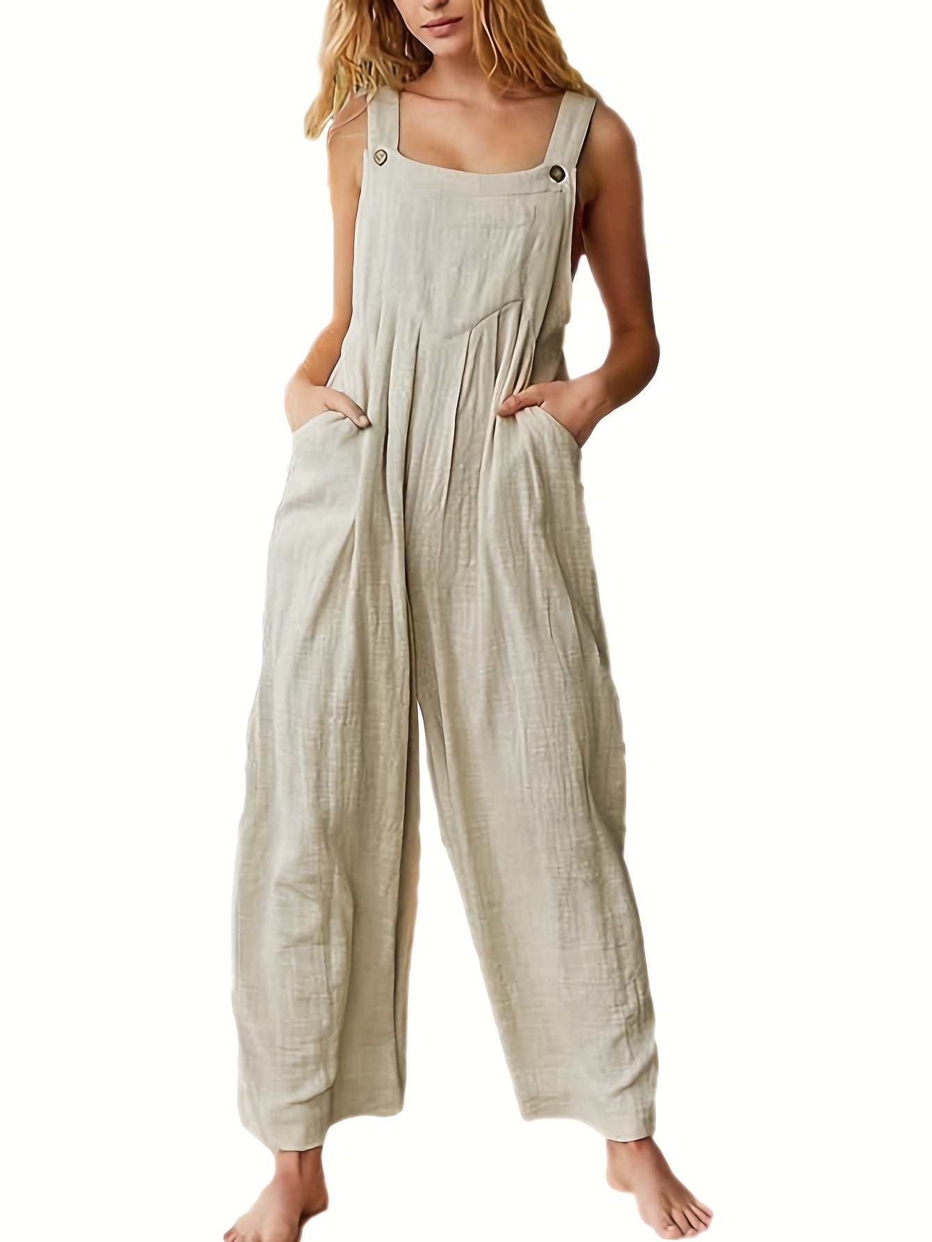 Wide Leg Overall Jumpsuit Women's Clothing