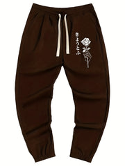 Rose Print Men's Drawstring Sweatpants Casual Jogger Pants