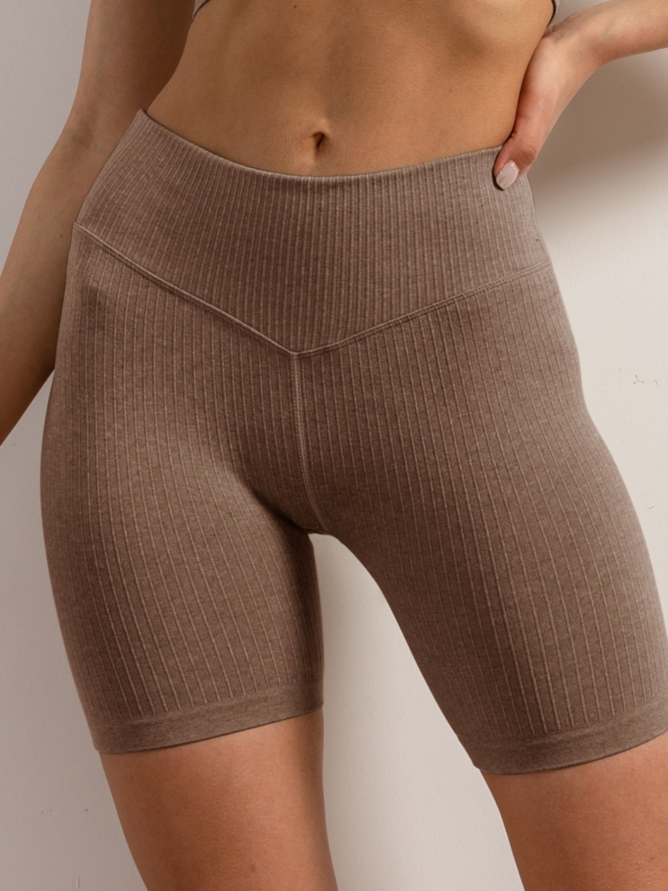 Ribbed High Stretch Sports Shorts Seamless Yoga Fitness Workout Shorts