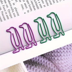 100 Penguin Paper Clips, Colorful Wire, Animal Shaped, Creative Office Supplies