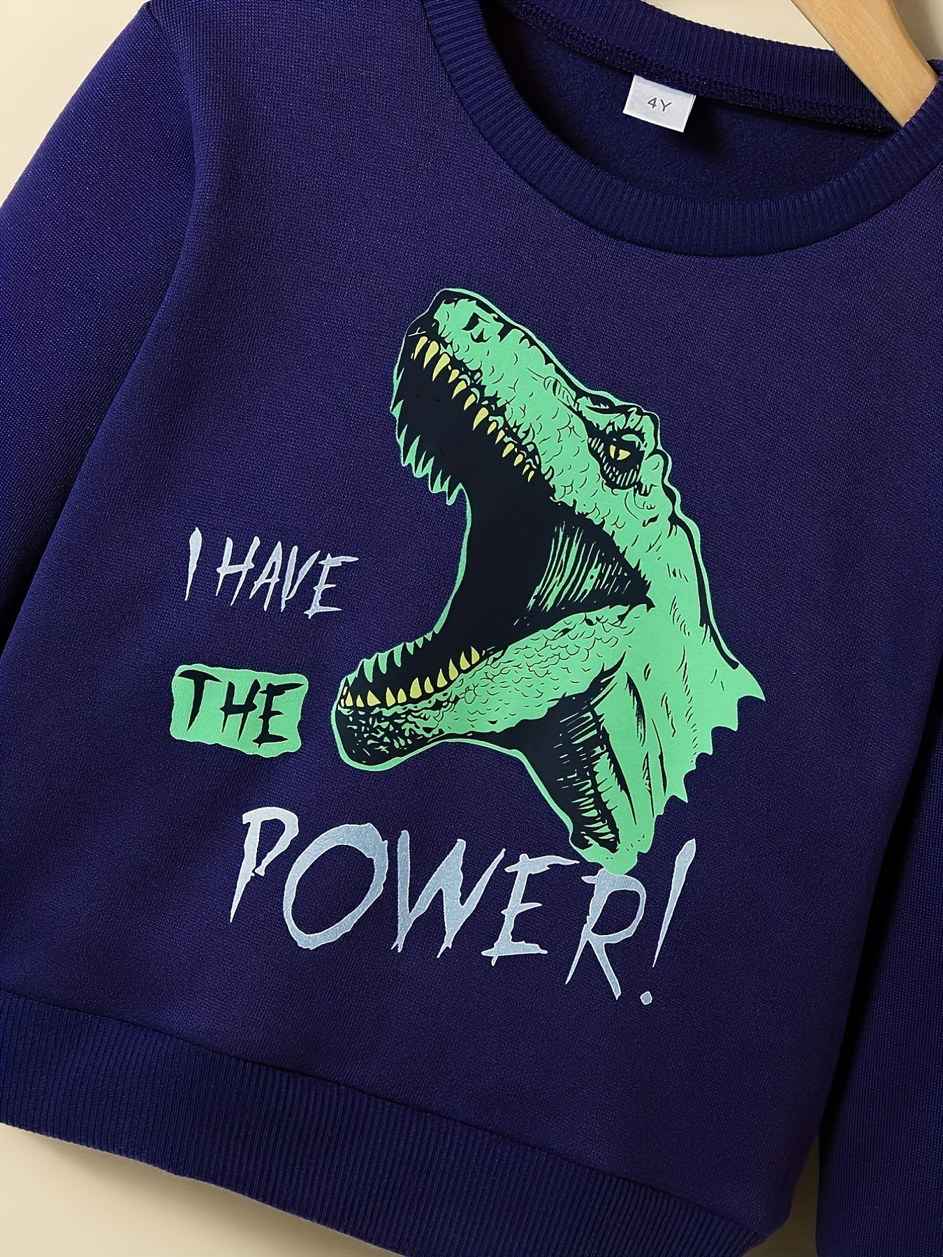 Dino Pattern Kid's Sweatshirt I HAVE THE POWER Top