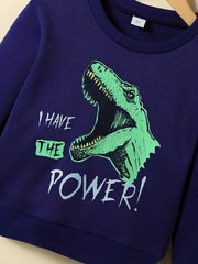 Dino Pattern Kid's Sweatshirt I HAVE THE POWER Top