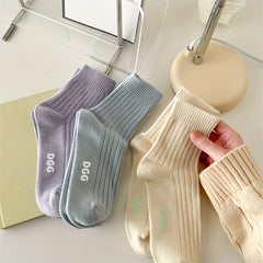 5 Pairs Striped Crew Socks Women's Stockings