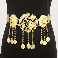 Metal Tassel Round Waist Chain for Dance Party Ethnic Waistband
