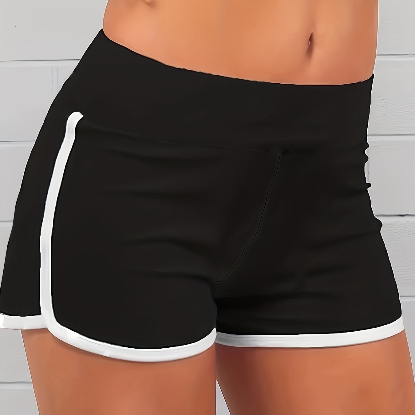 Sports Shorts Women's Plus Contrast Trim High Waist