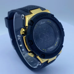 Boys' Sporty Digital Watch with Alarm Luminous Dial Golden Accents
