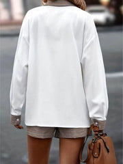 Casual Plaid Two piece Shorts Set Drop Shoulder Shirt & High Waist Shorts